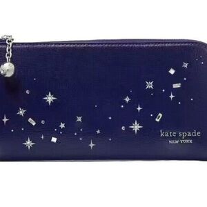 Kate Spade Devin Star Glitter Continental Wallet, Deep Lake (NWoT)